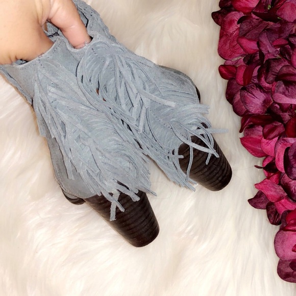 MATISSE Gray Suede Fringe Booties - Picture 5 of 6